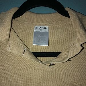 Channel Silk Quarter Button Up Collard Sweater